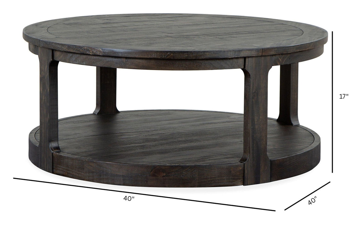 Boswell - Round Cocktail Table (With Casters) - Peppercorn, photo 3 of 7