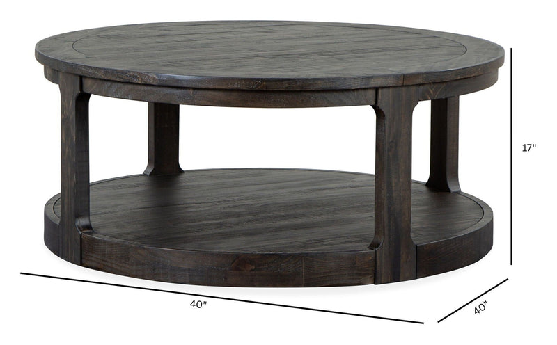 Boswell - Round Cocktail Table (With Casters) - Peppercorn, photo 3 of 7
