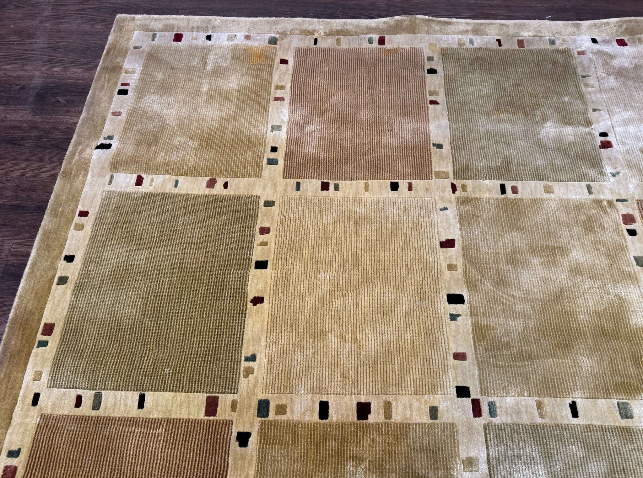 Large Wool Rug 10x13, Panel Design, Modern Contemporary Carpet by Jewel Rugs