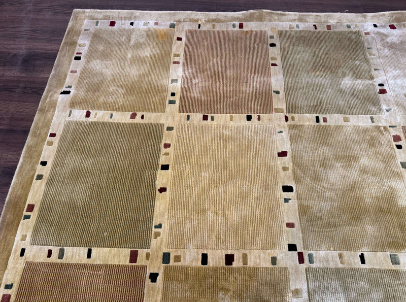 Large Wool Rug 10x13, Panel Design, Modern Contemporary Carpet by Jewel Rugs