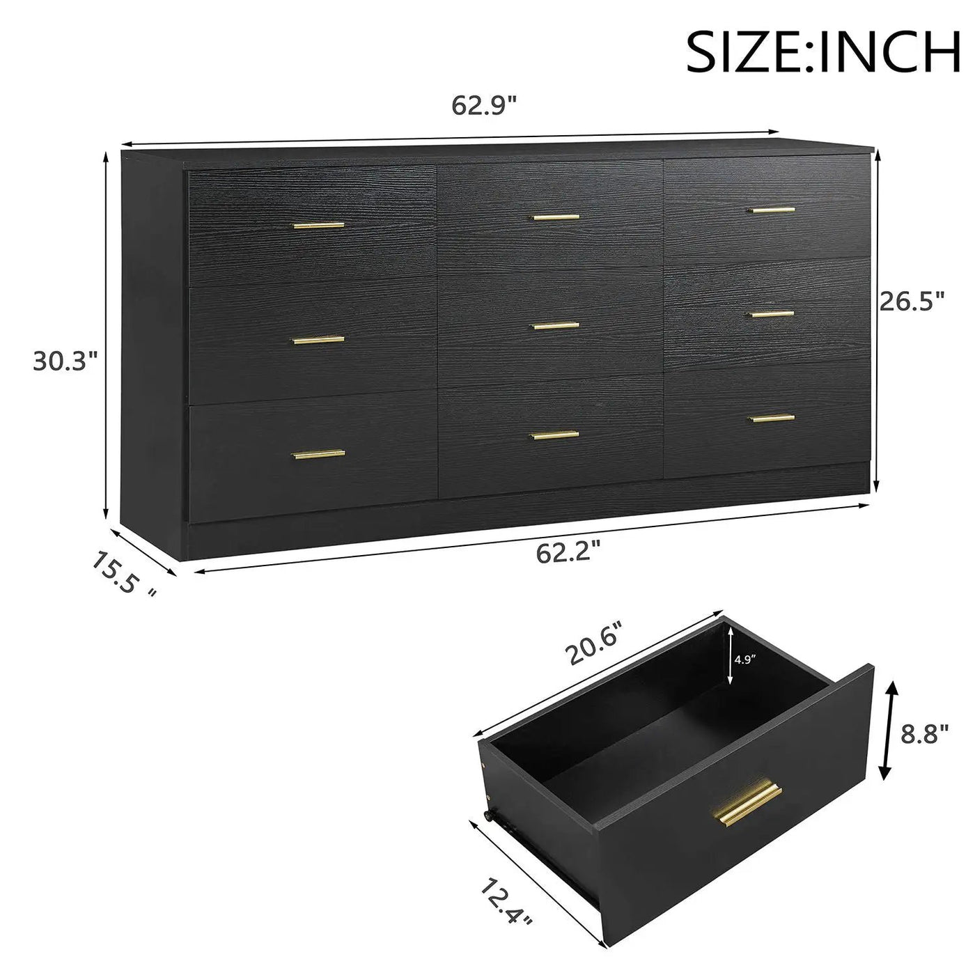 9 Drawer Dresser, Ample Storage For Bedroom by HouseOfZazla