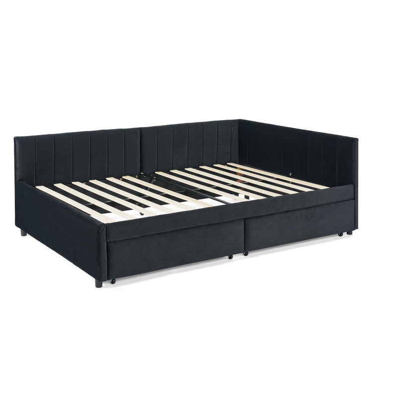 Upholstered Tufted Daybed Frame With Storage Drawers by HouseOfZazla