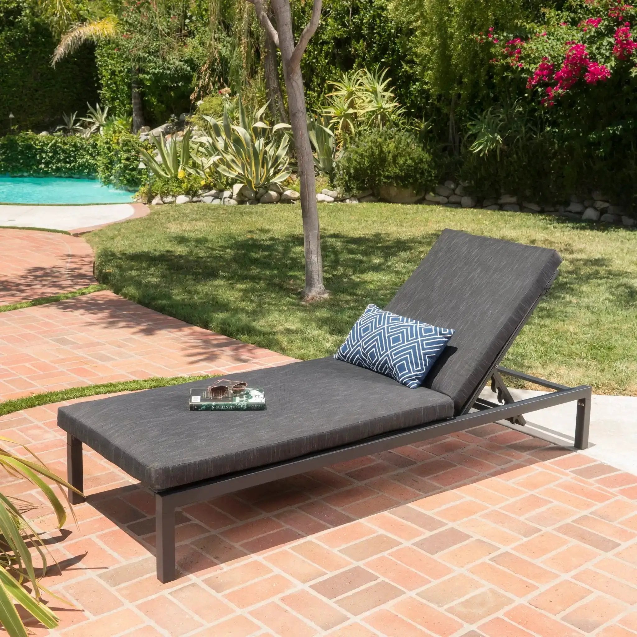 Modern Chaise Lounge with Water Resistant Fabric Cushions by HouseOfZazla