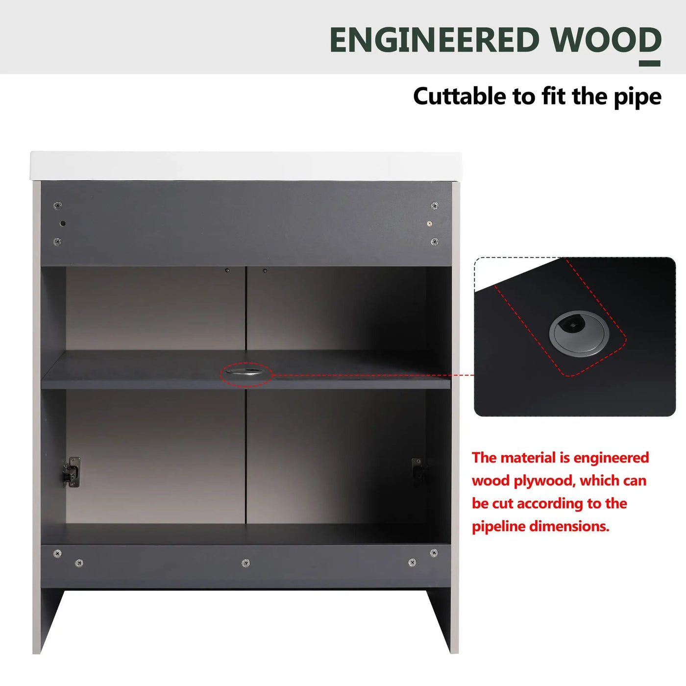 Contemporary Freestanding Bathroom Vanity With Resin Sink & Soft-Close Cabinet Doors by Unique Piece Furniture