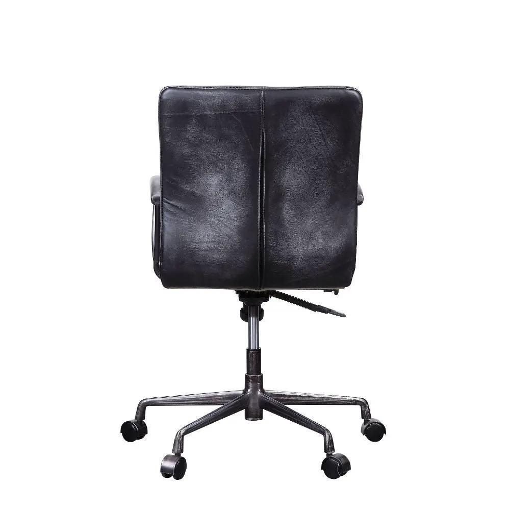 Barack - Office Chair - Vintage Black Top Grain Leather & Aluminum by Unique Piece Furniture