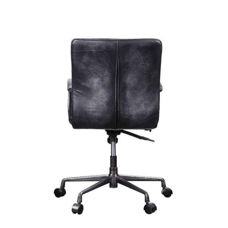 Barack - Office Chair - Vintage Black Top Grain Leather & Aluminum by Unique Piece Furniture