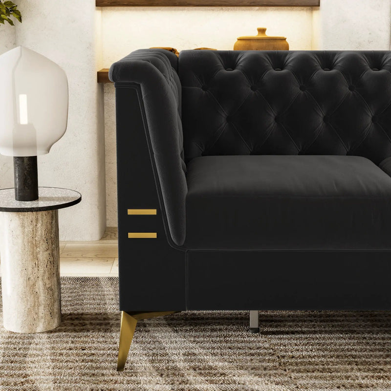 Luxurious Sofa With Legs, Modern Chesterfield Design, Tufted Upholstery, 3 Seat Couch For Living Room And Office by HouseOfZazla