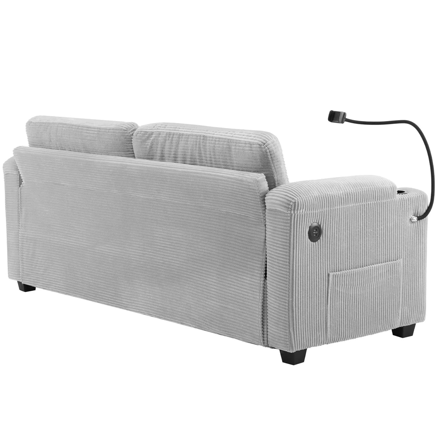 Sleeper Sofa Loveseat Sofa With Full Size Mattress, 2 USB Ports, 2 Cup Holders, 2 Side Pockets And Phone Holder by HouseOfZazla