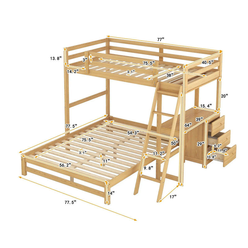Bunk Bed With Built In Desk And 3 Drawers by Unique Piece Furniture