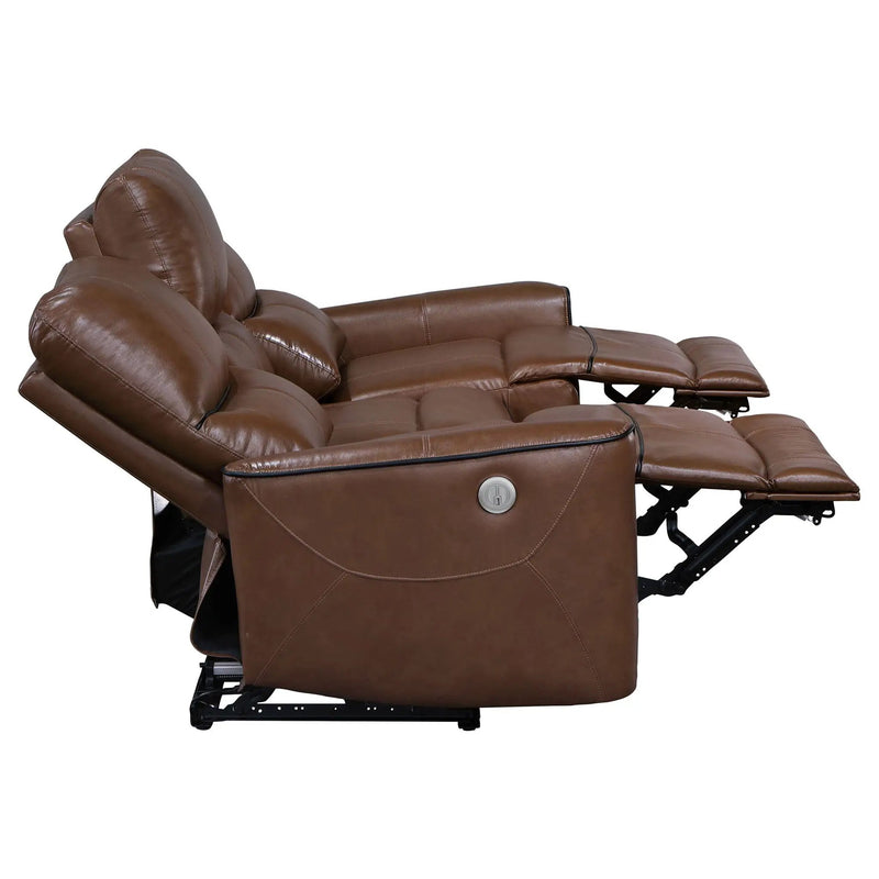 Greenfield 3-piece Power Reclining Sofa Set Saddle Brown by Unique Piece Furniture