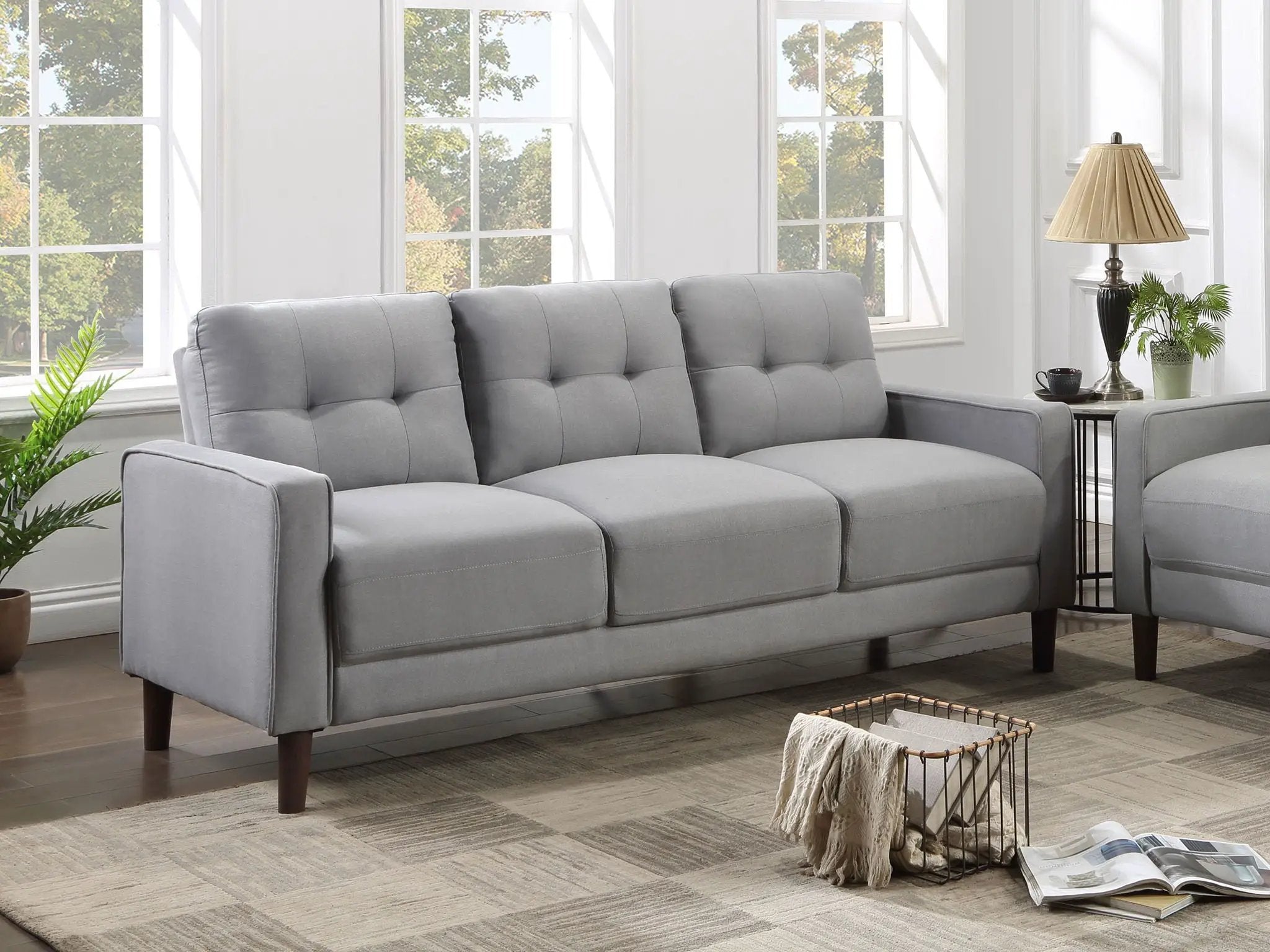 Bowen Upholstered Track Arm Tufted Sofa Grey by Unique Piece Furniture
