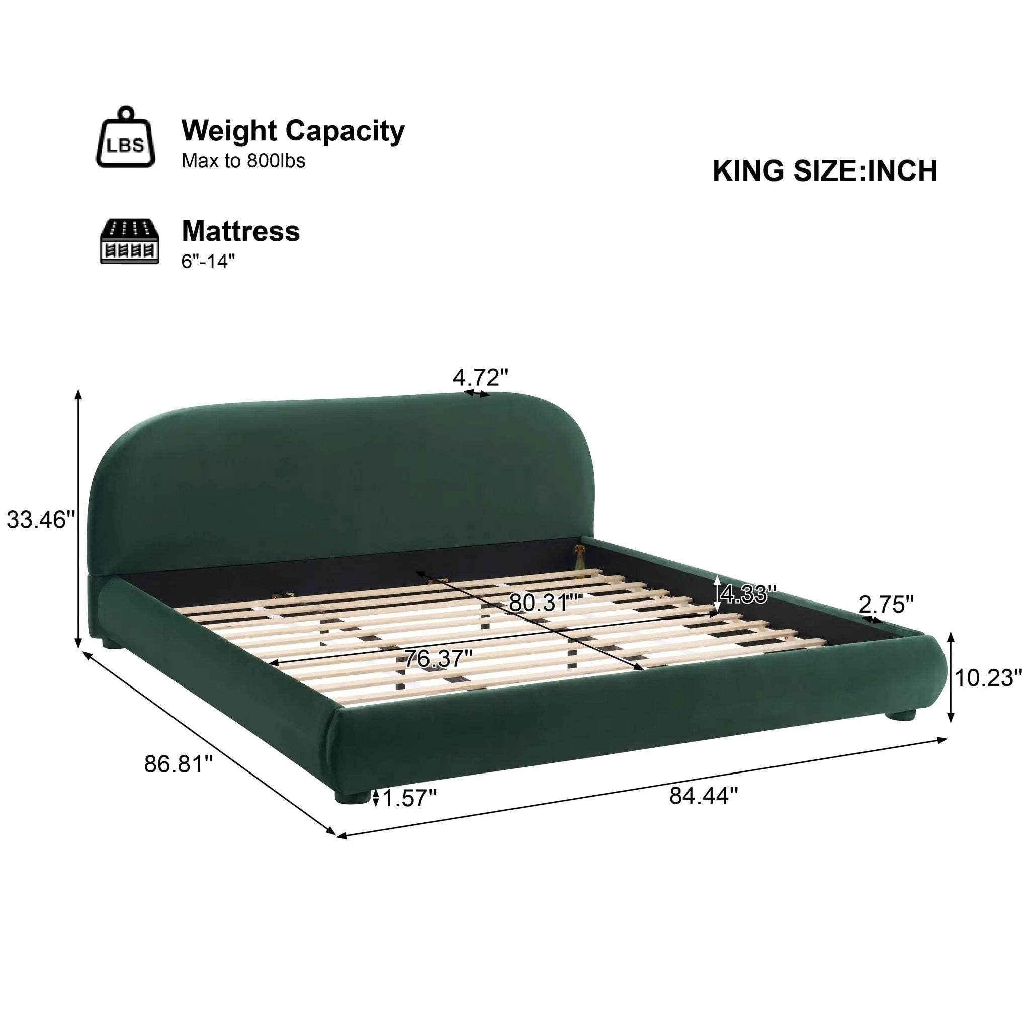 Upholstered Simple Modern Bedroom Bed With Curved Headboard by HouseOfZazla