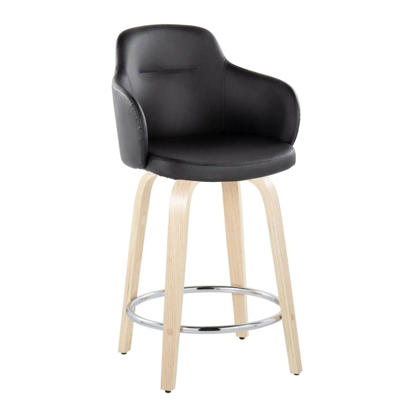 Boyne - Contemporary Fixed Height Counter Stool & Swivel With Round Footrest (Set of 2) by HouseOfZazla