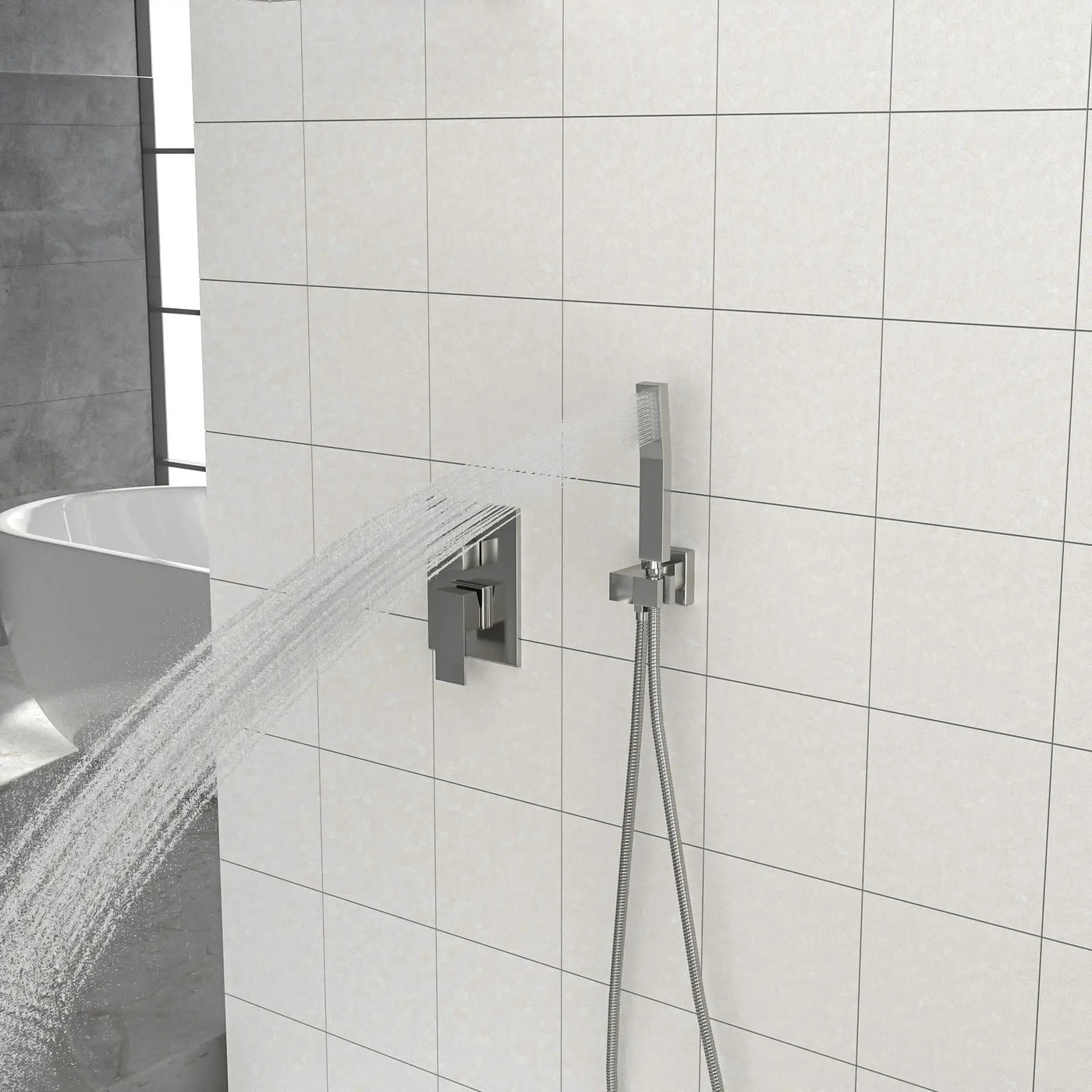 Dual Shower Head 10" Wall Mounted Square Shower System by HouseOfZazla