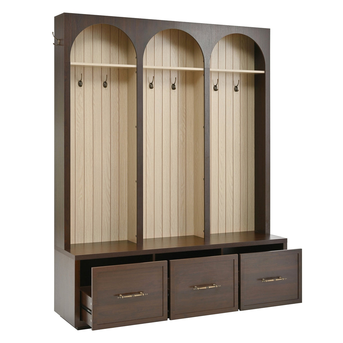 Vintage Hall Tree with Storage and Seating - Dark Walnut, photo 5 of 5
