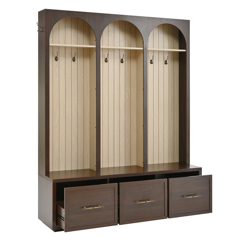 Vintage Hall Tree with Storage and Seating - Dark Walnut, photo 5 of 5