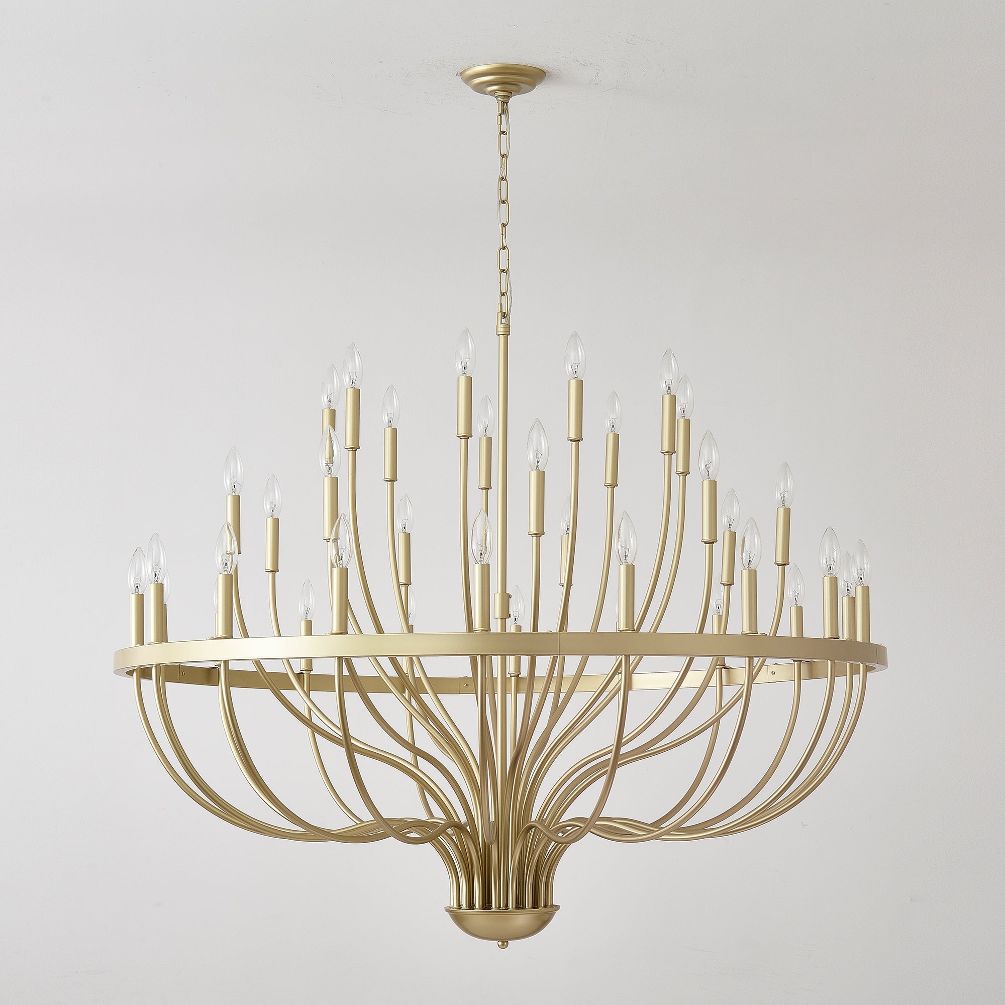36-Light Gold Industrial Iron Candle Chandelier by HouseOfZazla