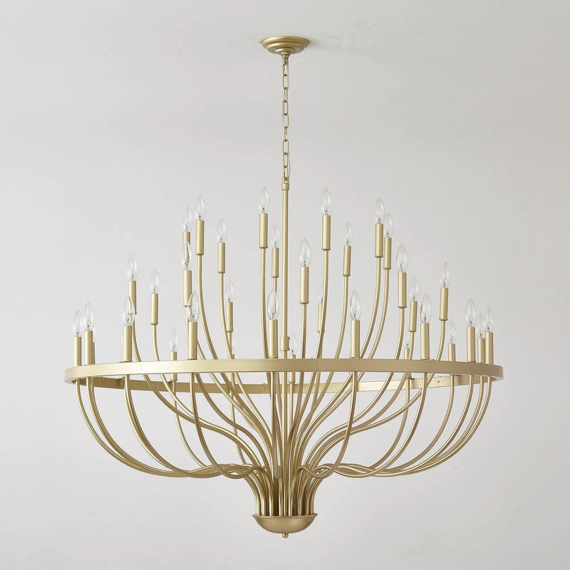 36-Light Gold Industrial Iron Candle Chandelier by HouseOfZazla