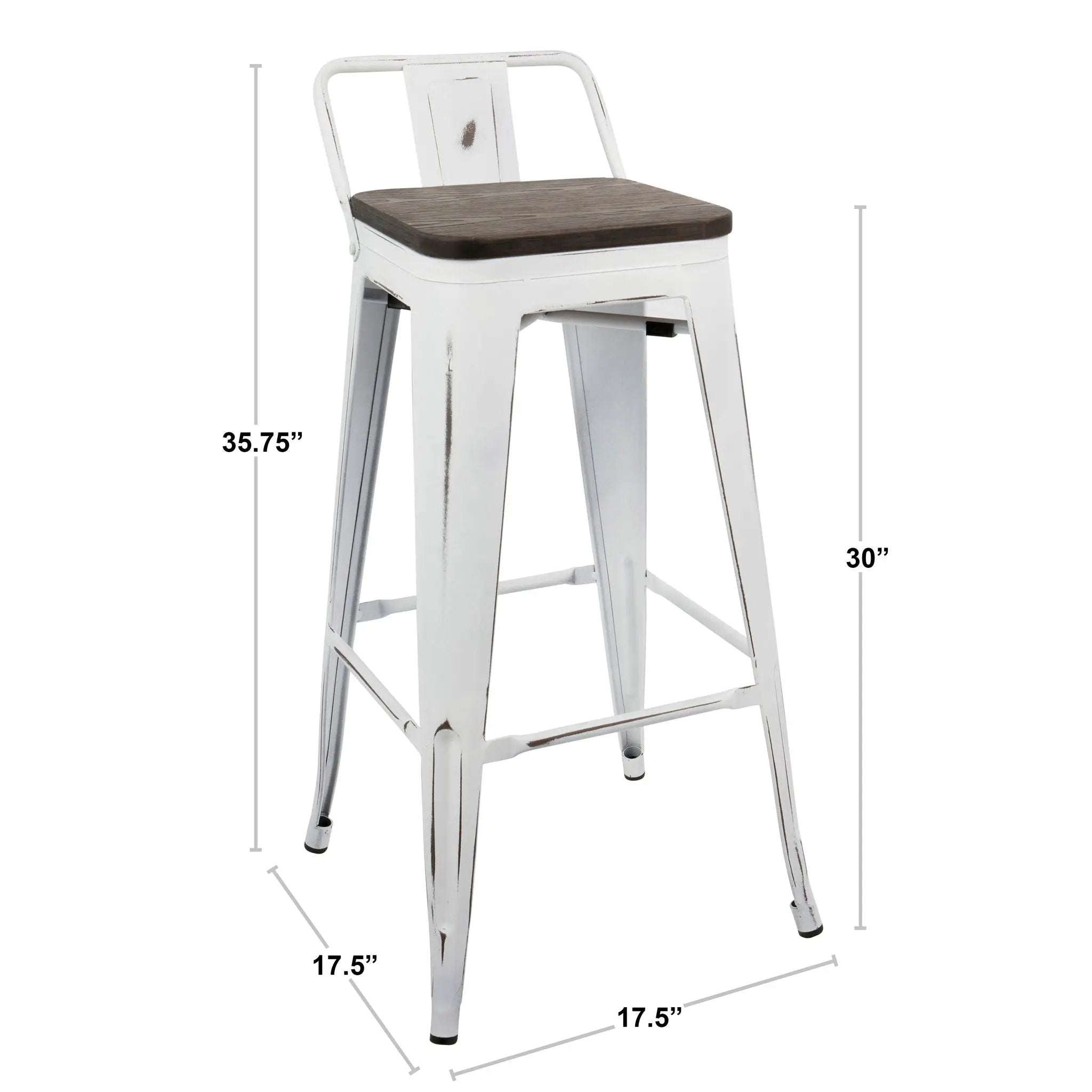 Oregon - Industrial Low Back Barstool (Set of 2) - Black by Unique Piece Furniture