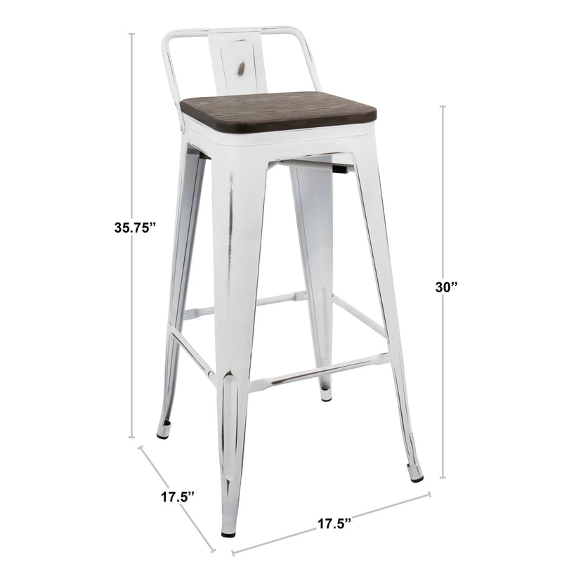 Oregon - Industrial Low Back Barstool (Set of 2) - Black by HouseOfZazla