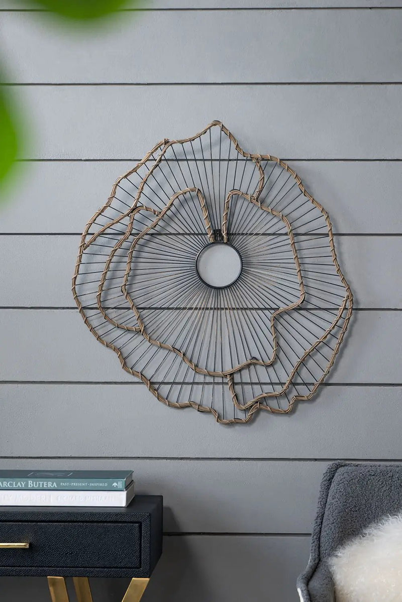 Metal Flowers Wall Decor, Transitional Wall Floral Sculpture For Foyer Porch Hallway Entrance (Set of 3) - Gold by Unique Piece Furniture