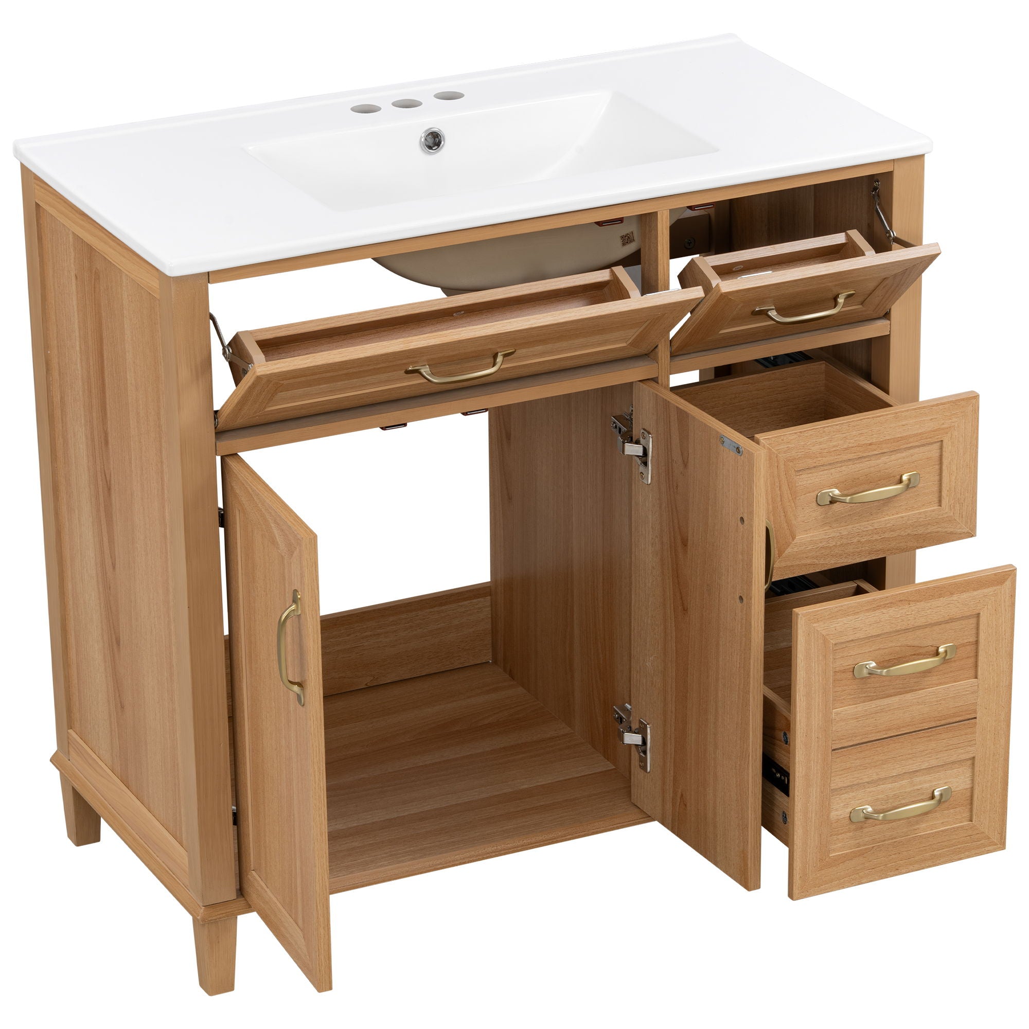 Bathroom Vanity With Sink, Soft Close Doors & Drawers - Wood by HouseOfZazla