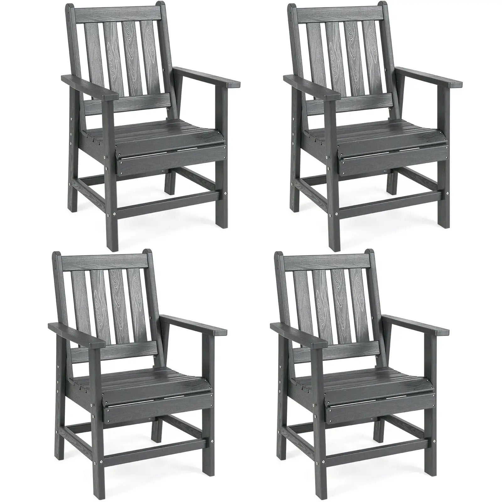 Set of 4 Patio Dining Chairs with Wide Armrests by DirectDeals