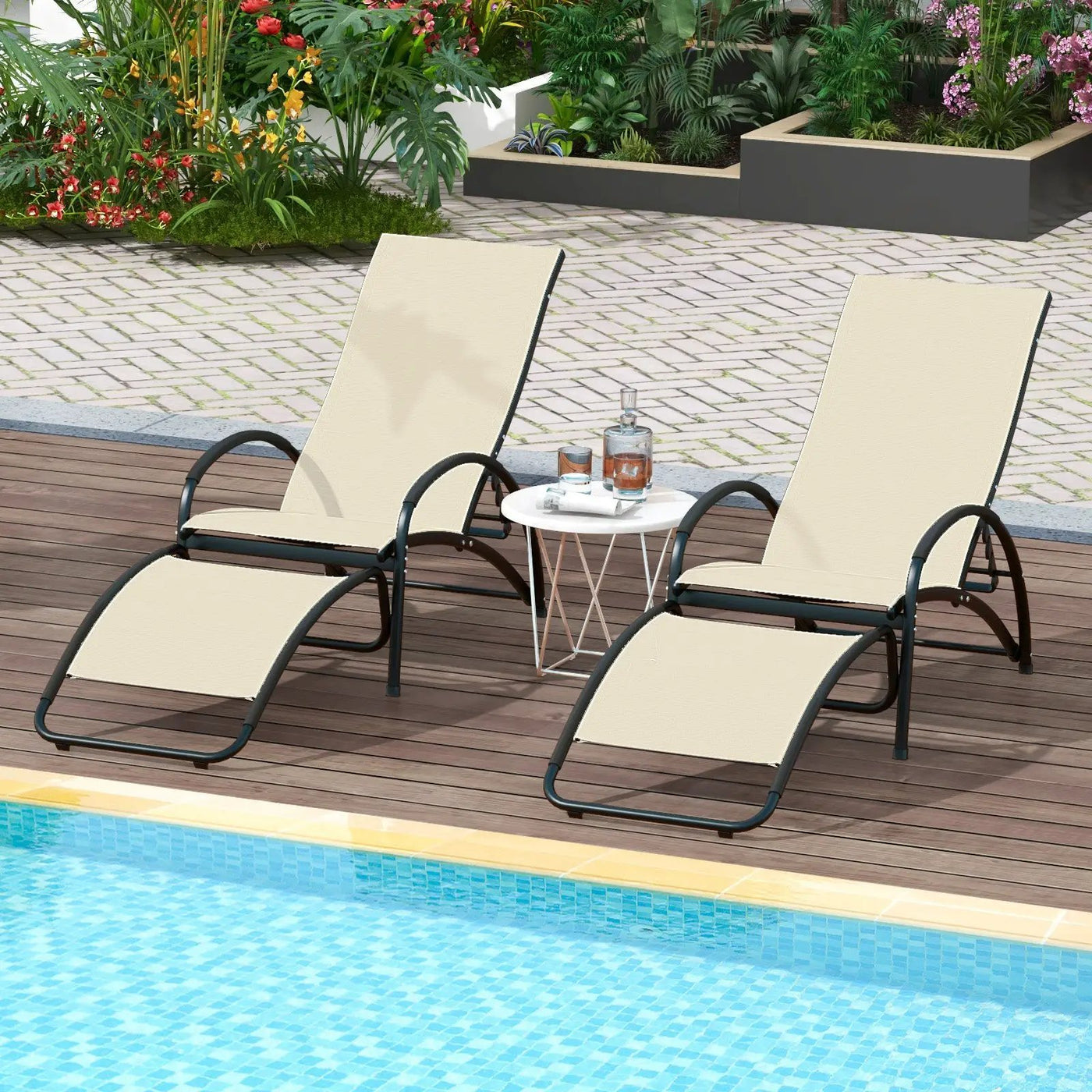2-in-1 Outdoor Rocking Chair with 4-Position Adjustable Backrest for Patio Porch Poolside by DirectDeals