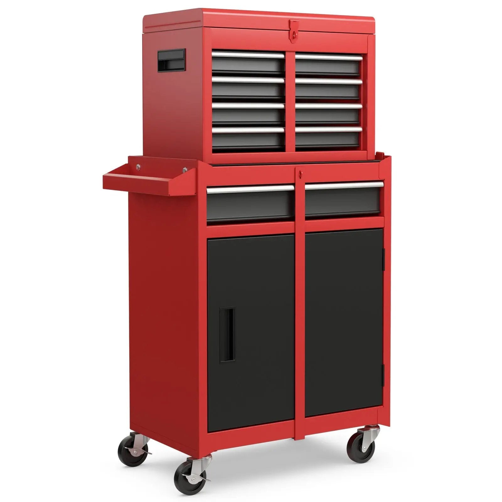 2-in-1 Tool Chest and Cabinet with 5 Sliding Drawers-Black by DirectDeals
