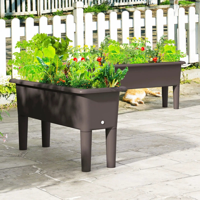 2 PCS Raised Garden Beds Self-Watering Planter Box with Detachable Legs and Drainage Hole by DirectDeals