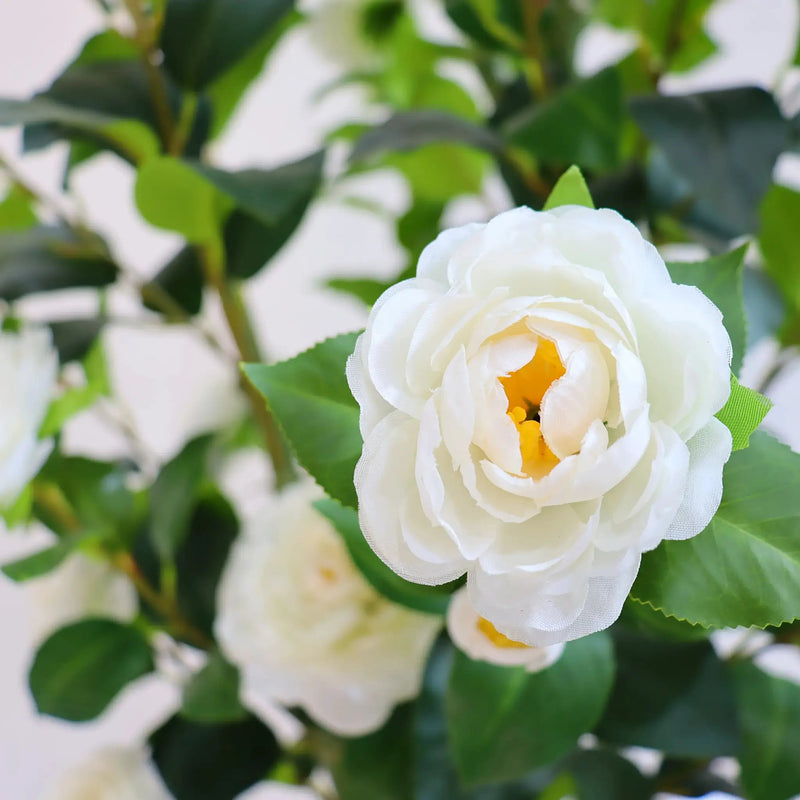 2pcs Artificial Camellia Tree with Realistic Trunk, Leaves, Flowers & Planter - 149.35cm/179.83cm Indoor Fake Plants with Lifelike Blooms, High-Quality Plastic & Steel Wire Construction, No Maintenance Required, Year-Round Ho by House Of Avana