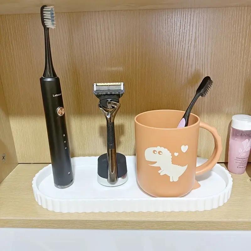 2pcs Bathroom Vanity Tray, 19.81cm And 29.97cm Marble Pattern Bathroom Trays For Counter, Perfume Key Trinket Ring Tray, Countertop Vanity Tray For Kitchen by House Of Avana
