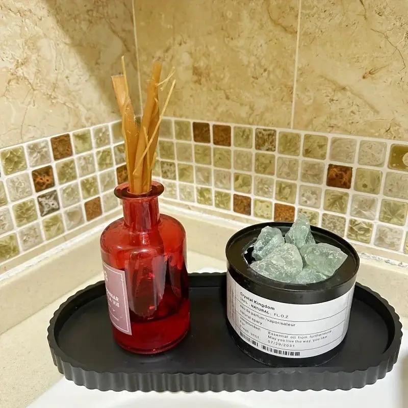 2pcs Bathroom Vanity Tray, 19.81cm And 29.97cm Marble Pattern Bathroom Trays For Counter, Perfume Key Trinket Ring Tray, Countertop Vanity Tray For Kitchen by House Of Avana