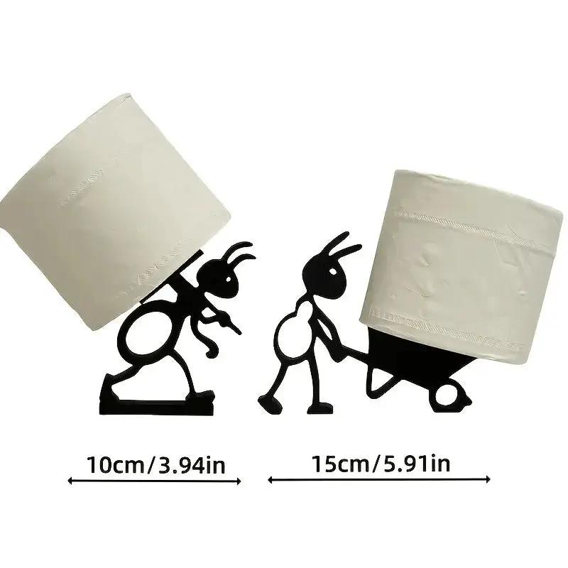 2pcs Modern Ant-Shaped Toilet Paper Holders - Self-Adhesive, Durable Plastic, Cute Animal Design for Bathroom & Office Decor, Ideal Gift for Home or Office Restrooms, Restroom Decor And Accessories, Playful Design, Easy Insta by House Of Avana
