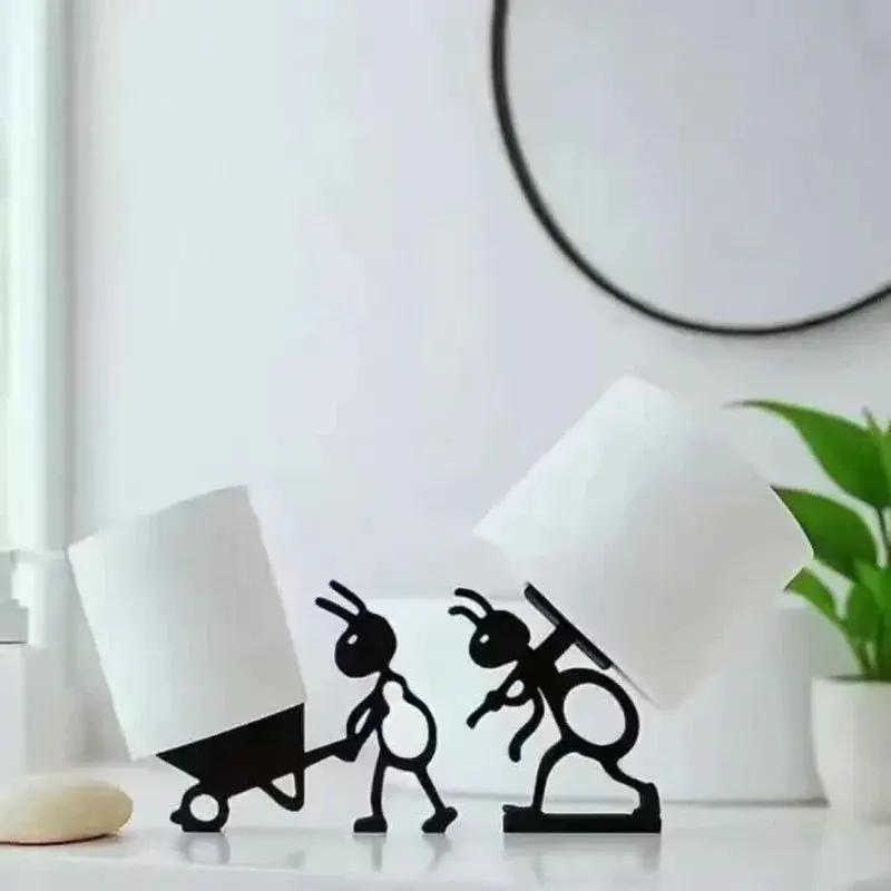 2pcs Modern Ant-Shaped Toilet Paper Holders - Self-Adhesive, Durable Plastic, Cute Animal Design for Bathroom & Office Decor, Ideal Gift for Home or Office Restrooms, Restroom Decor And Accessories, Playful Design, Easy Insta by House Of Avana