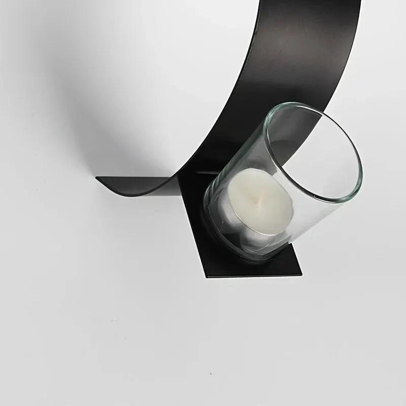 2pcs, Wall Sconce Candle Holder, 3D Curved Wall Candle Holder, Black Iron Candle Holder, Wall Hanging Candle Tray, Template Room Wall Decoration, Home Wedding Decoration by House Of Avana