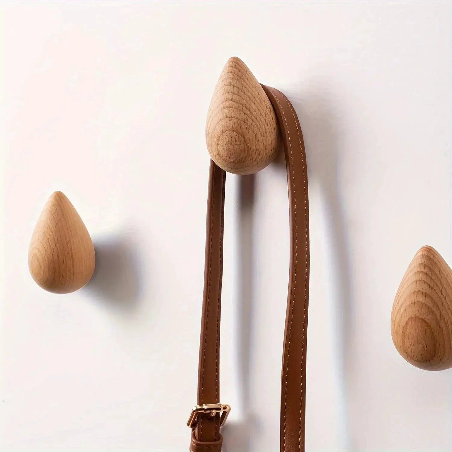 2pcs Wooden Teardrop Hooks - Heavy Duty Wall Hooks for Keys, Hats, Bags, Scarves - Rustic Farmhouse Decor - Space-Saving Entryway, Bathroom, Closet Organization - Recycled Wood Hooks - Easy Installation with Adhesive Screws - by House Of Avana