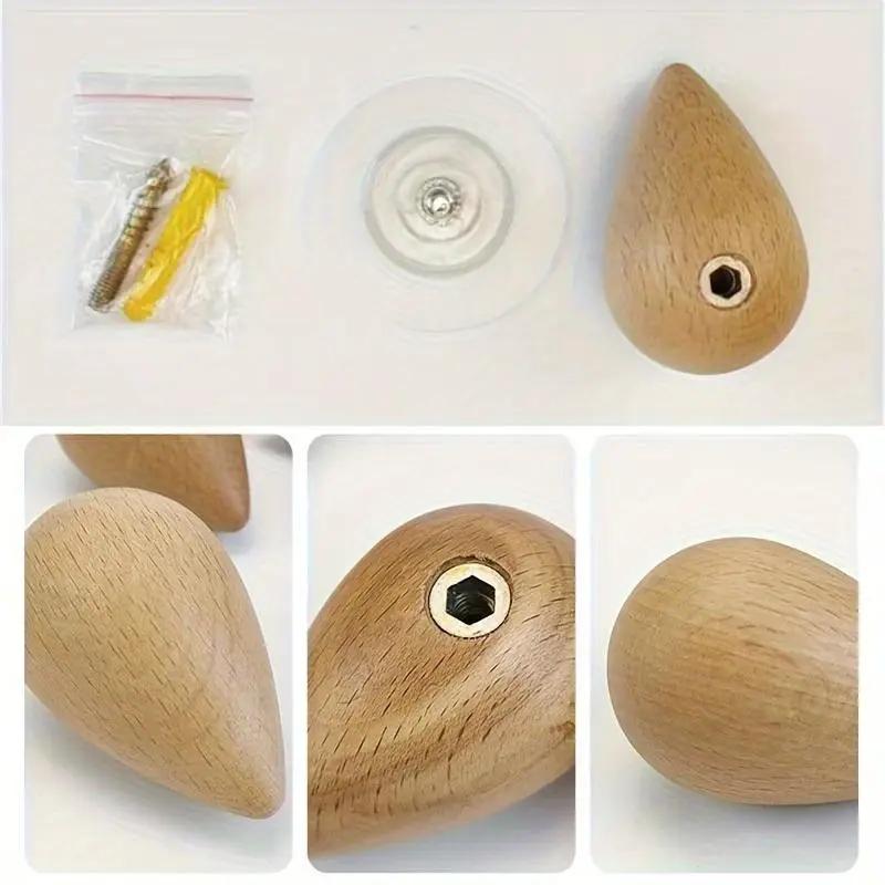 2pcs Wooden Teardrop Hooks - Heavy Duty Wall Hooks for Keys, Hats, Bags, Scarves - Rustic Farmhouse Decor - Space-Saving Entryway, Bathroom, Closet Organization - Recycled Wood Hooks - Easy Installation with Adhesive Screws - by House Of Avana