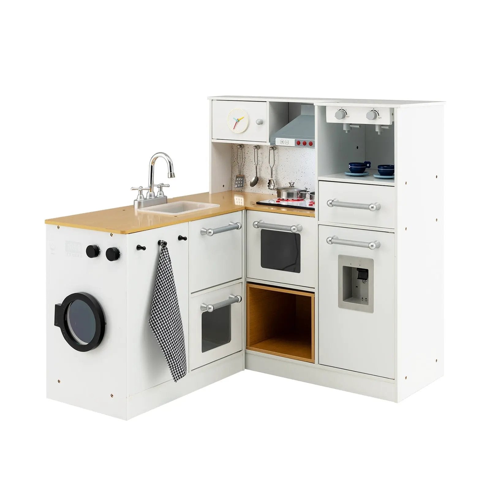 2-Pieces Wooden Kids Kitchen Playset with Light and Sound by DirectDeals