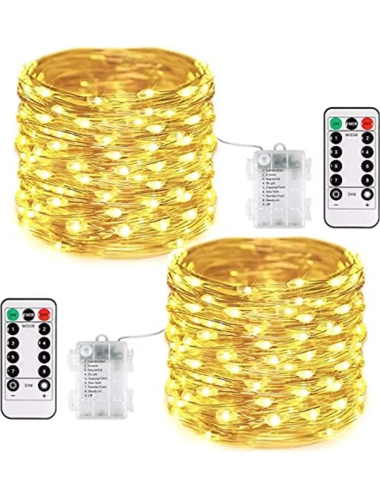 2PK Solar String Lights Outdoor Copper Wire, Waterproof Solar Fairy Lights with 8 Lighting Modes by Outdoor Solar Outlet