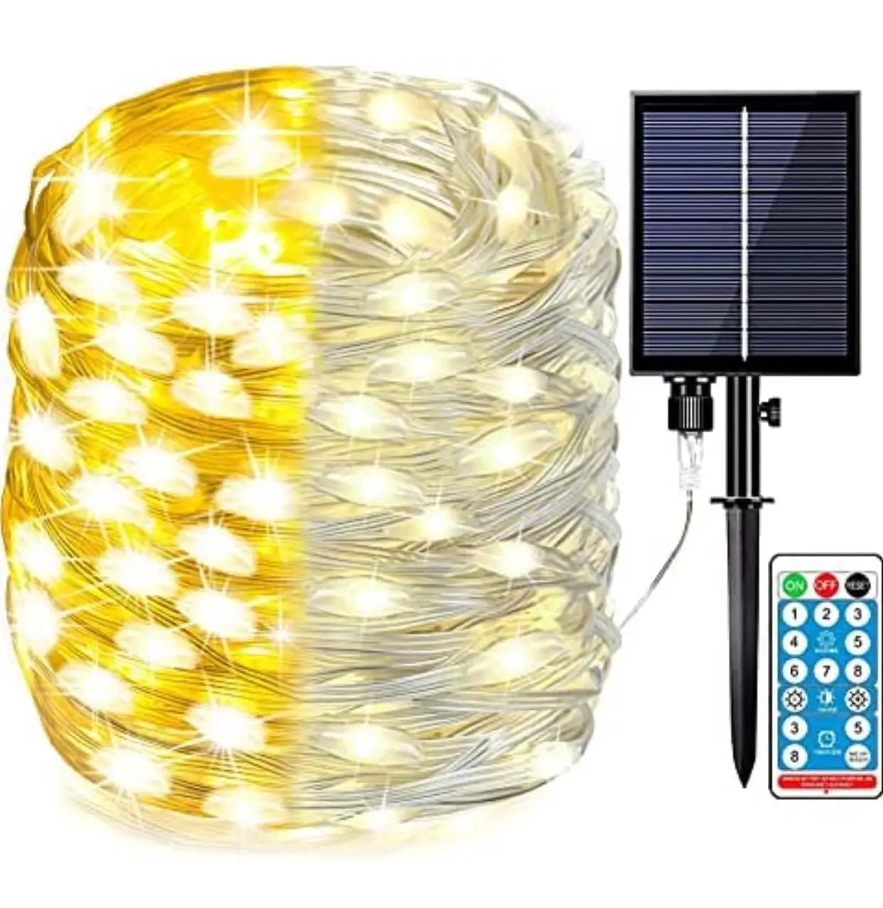 2PK Solar String Lights Outdoor Copper Wire, Waterproof Solar Fairy Lights with 8 Lighting Modes by Outdoor Solar Outlet