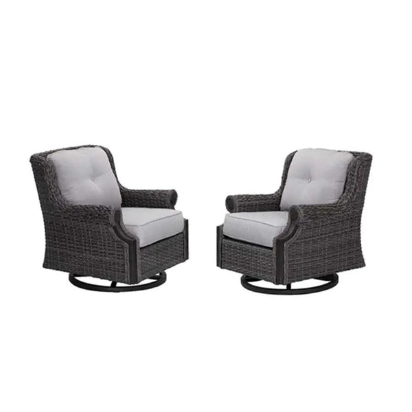 2 Lassen Wicker Swivel Rocking Chair