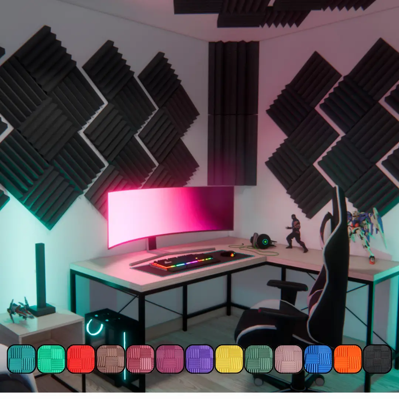 Easy Mount Acoustic Foam Kit - 12x12x2" Acoustic Foam Panels With Adhesive - Wedge Style - 4 Pack by SoundAssured