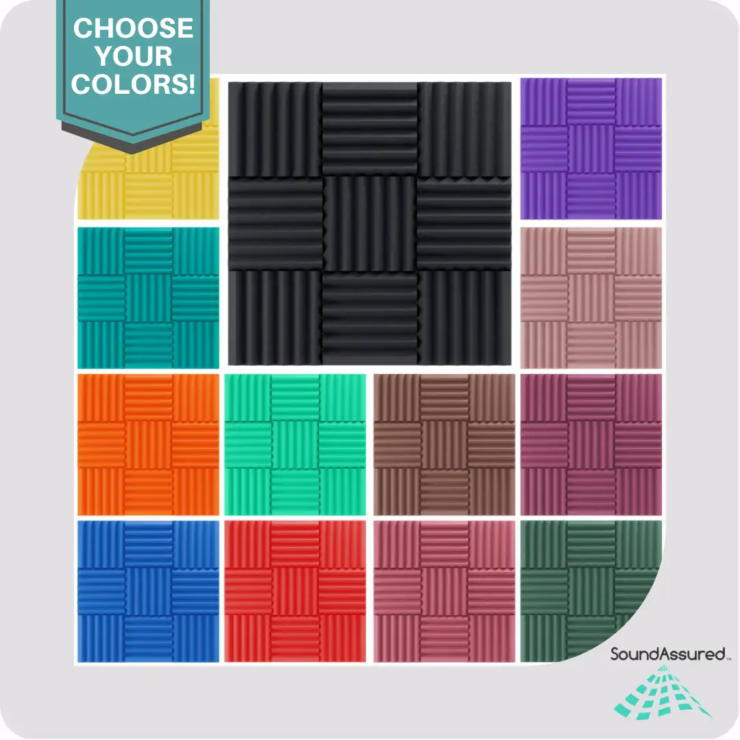 Easy Mount Acoustic Foam Kit - 12x12x2" Acoustic Foam Panels With Adhesive - Wedge Style - 4 Pack by SoundAssured