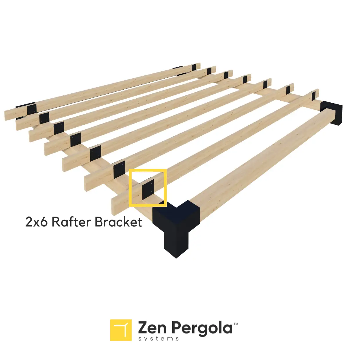 Pergola Roof Rafter Bracket (for 2x6 Wood Slats) by Zen Pergolas