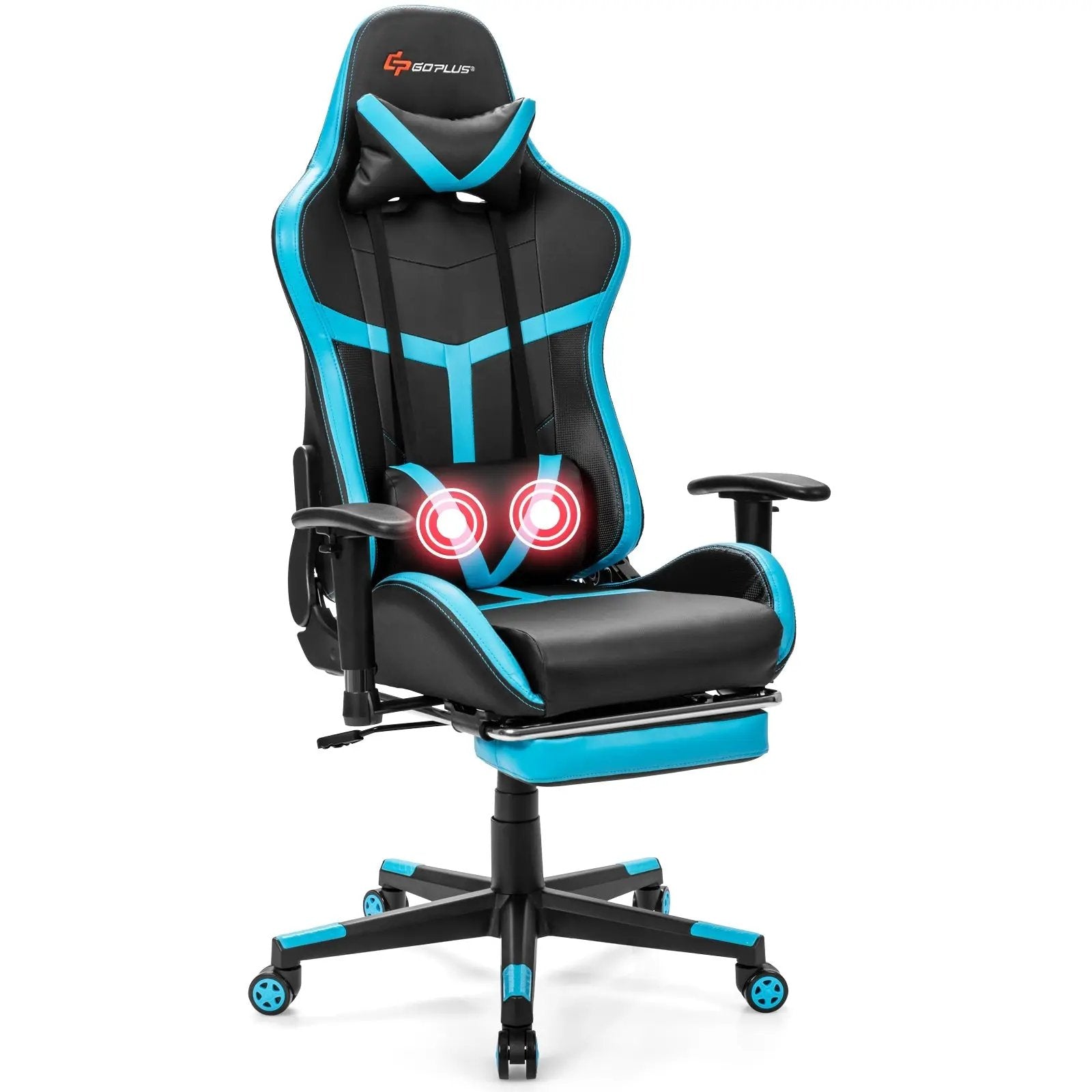 Reclining Racing Chair with Lumbar Support Footrest by DirectDeals