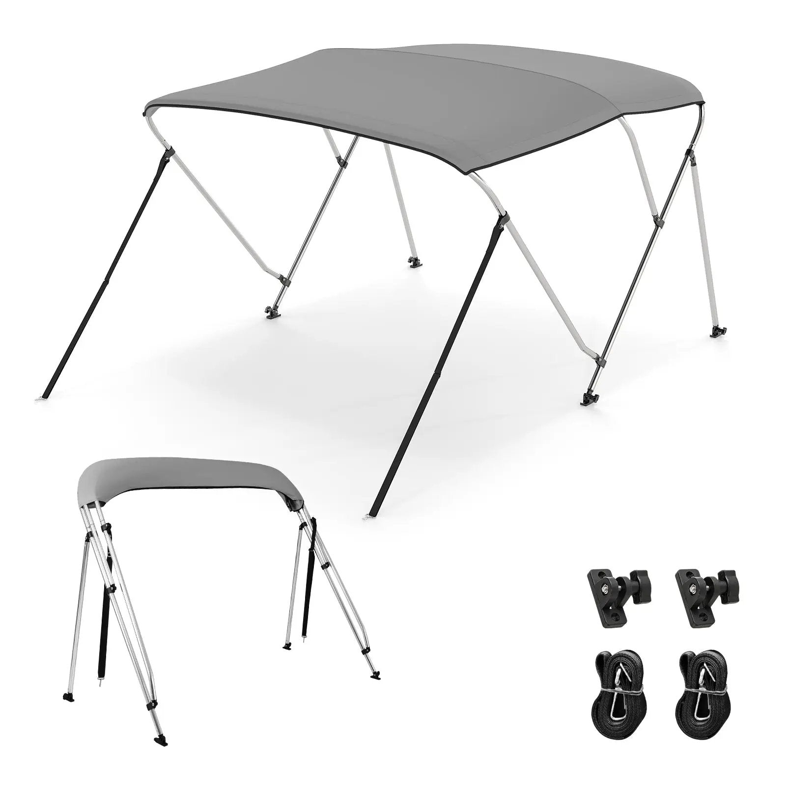 3-Bow Boat Bimini Top with Storage Boot - Gray by DirectDeals