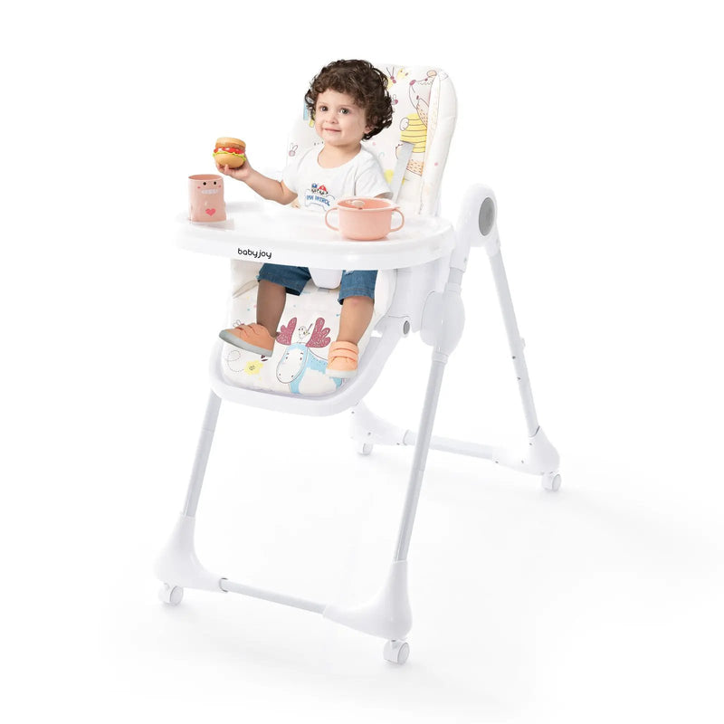 3-In-1 Convertible Highchair with Adjustable Height and 5-Point Safety Belt and Lockable Wheels by DirectDeals