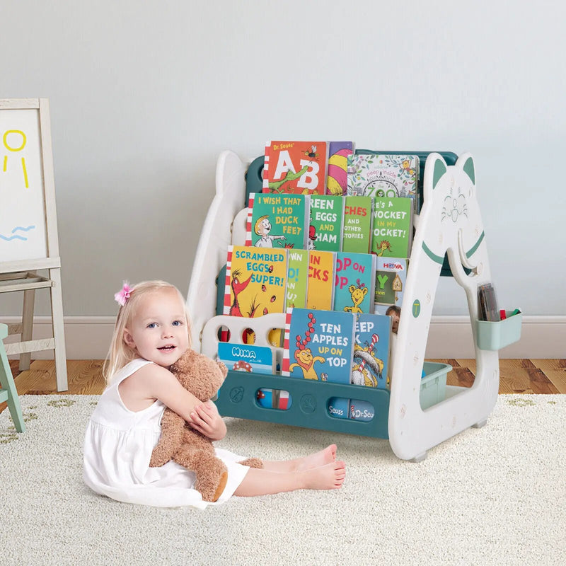 3-In-1 Double Sided Magnetic Dry-Erase Board with Stool and Flipped Writing Desktop by DirectDeals