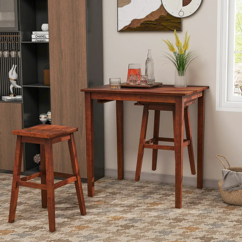 3-Piece Bar Table Set with Pub Table and 2 Saddle Stools by DirectDeals